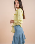 Yellow stripes Asymmetric Shirt