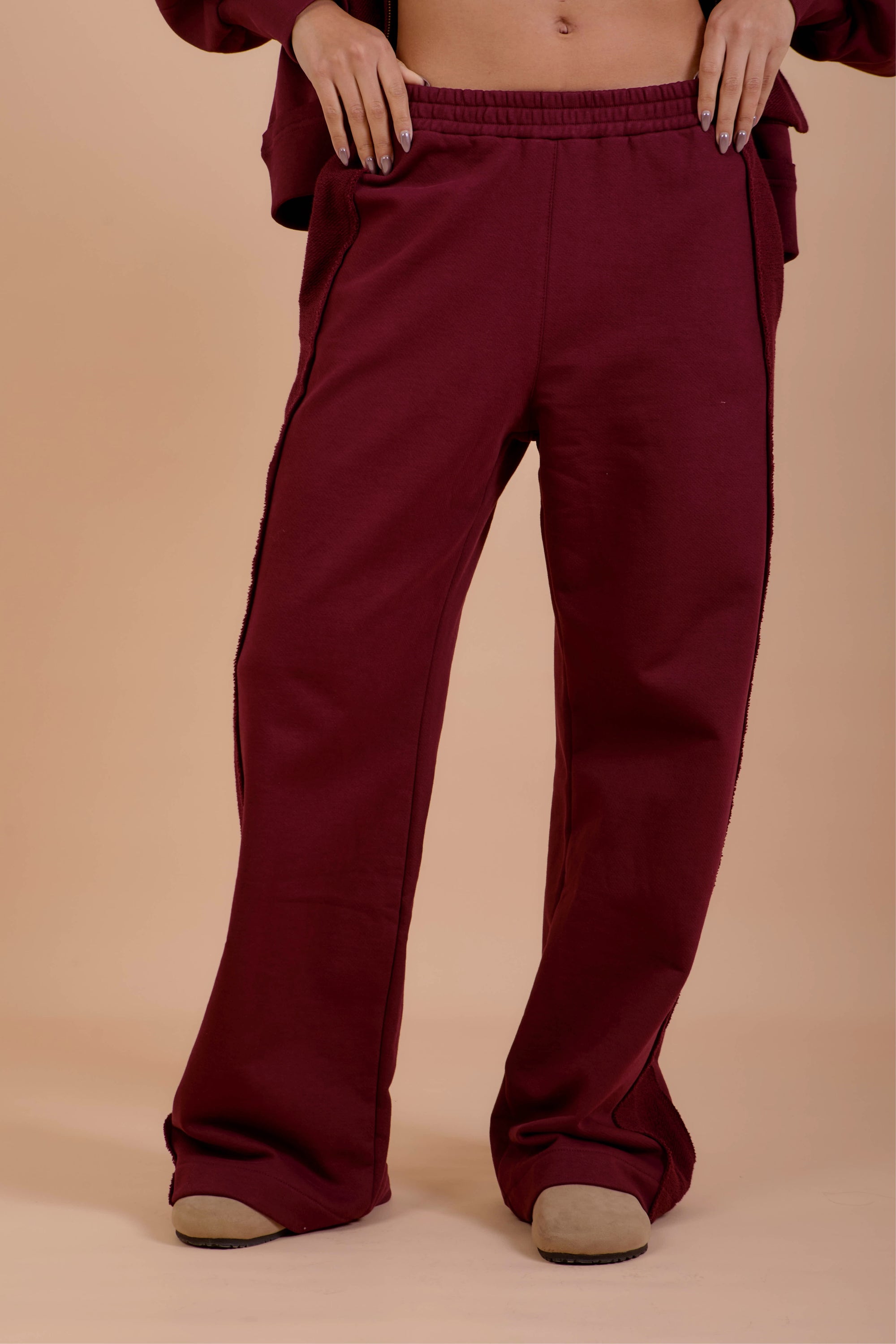 Burgundy Loose fit Sweatpants