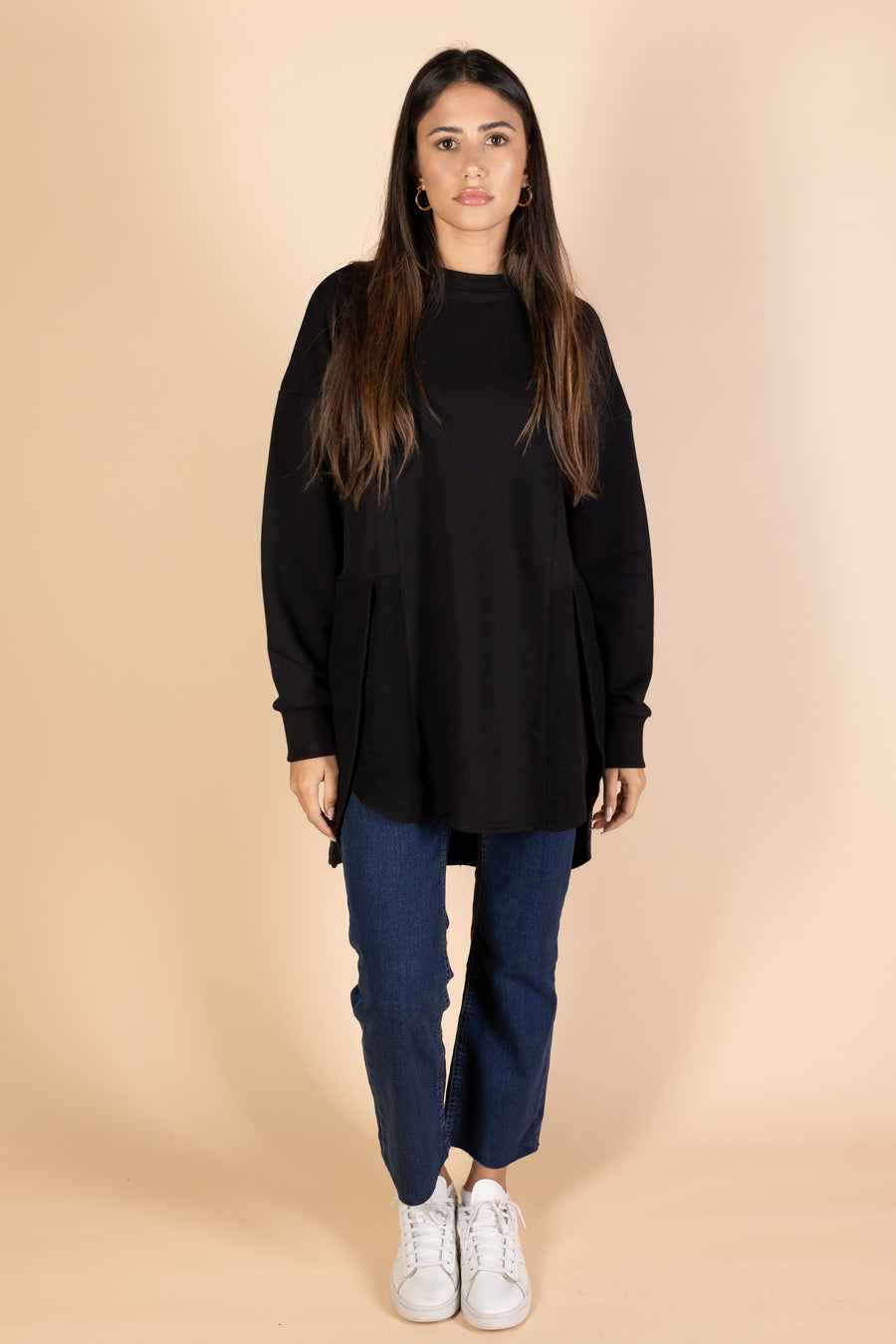 Back & Forth Melton Top - Black