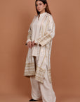 White & Gold stripes Kaftan