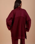 Burgundy Melton Cardigan