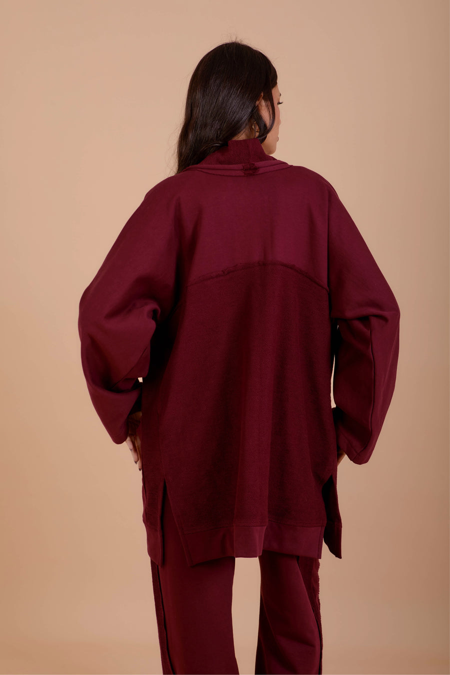 Burgundy Melton Cardigan