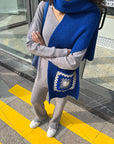 Handmade knit pocket scarf - Royal Blue