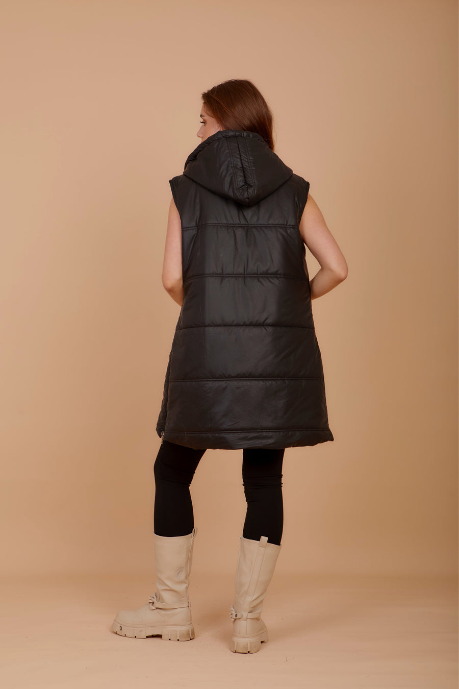 ( Restoking ) Long on the Go double face puffer Vest - Black