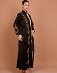 Black suede Kimono with handmade golden embellishments