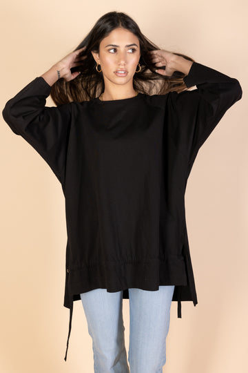 Oversized Drawstring T-shirt - Black