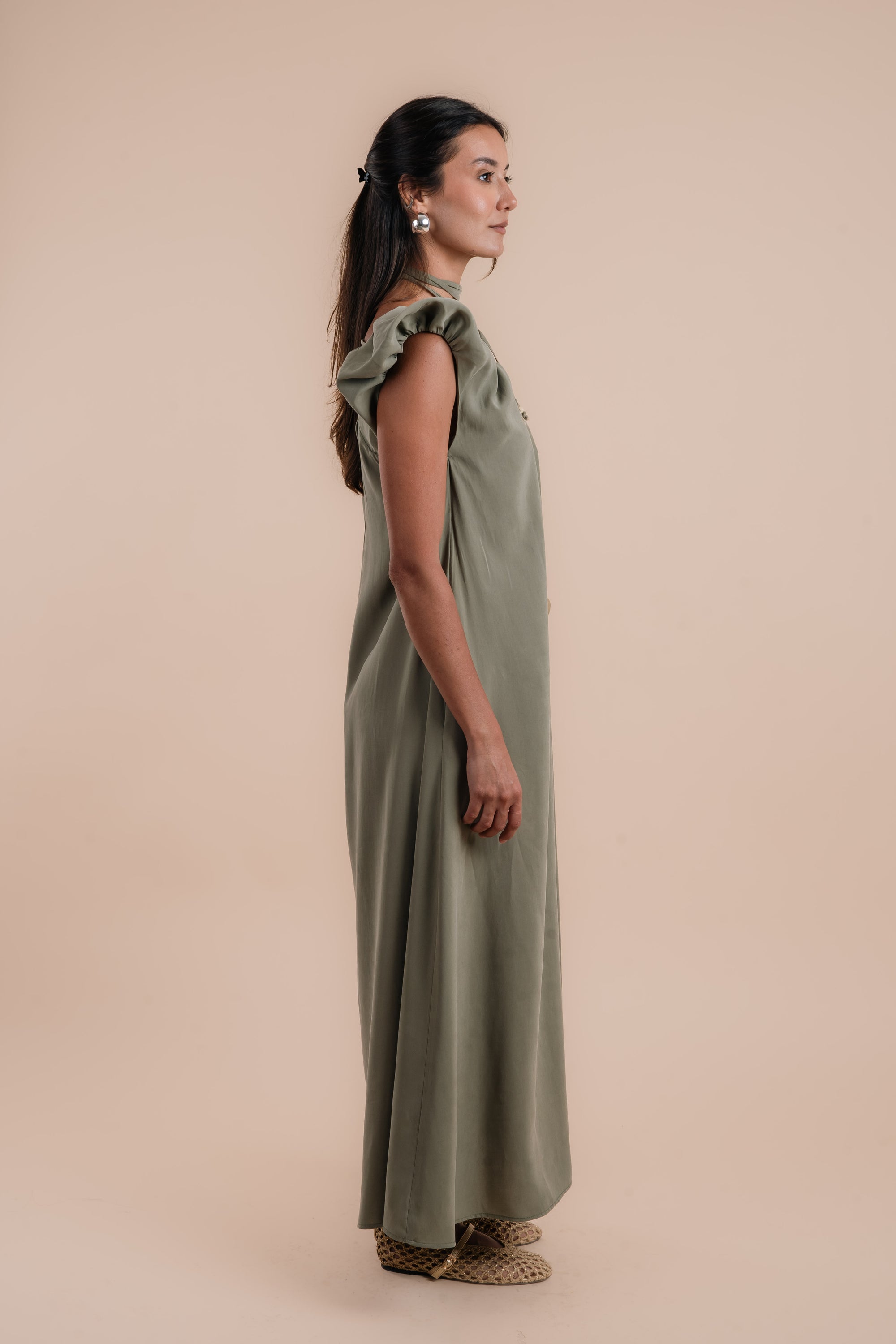 Puff sleeve Dress - Olive