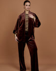 Brown Velvet set  - Kimono +pants
