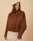 Oversize suede Jacket - Brown
