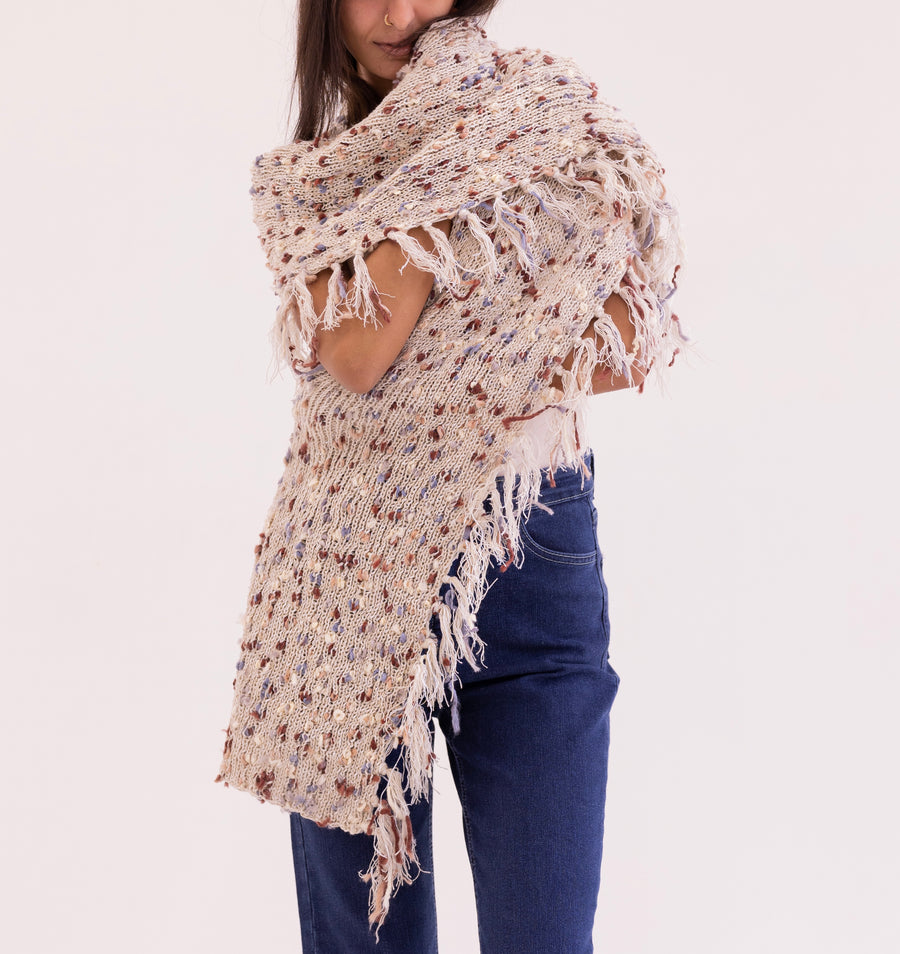 Handmade Knit scarf - Off-white