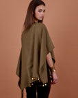 Luxe embellished cape - Olive