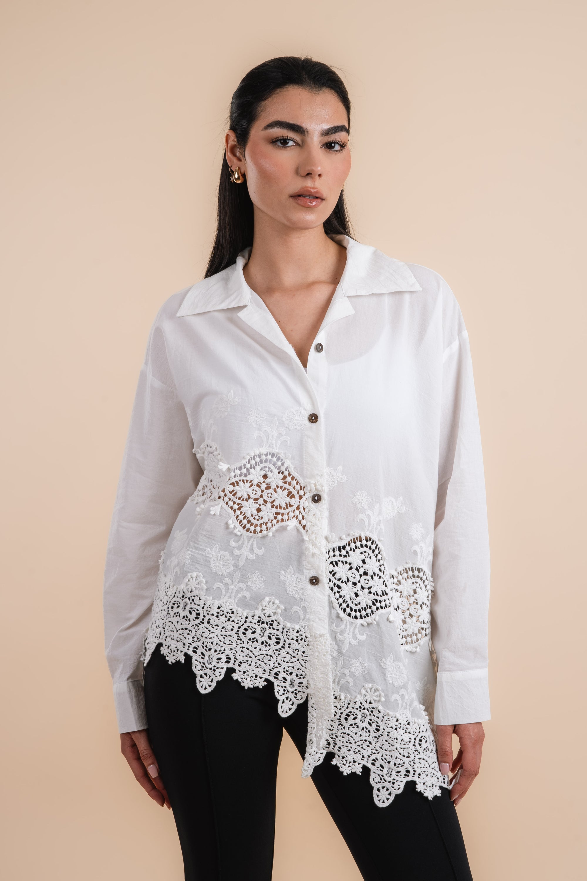 Asymmetric cotton shirt - white