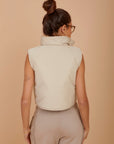 Short double face puffer Vest - Beige