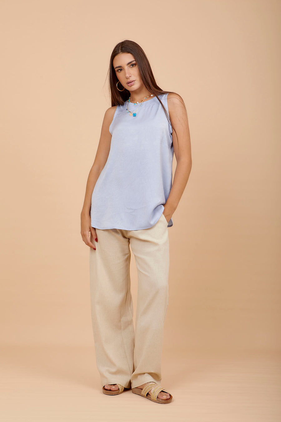 Baby blue airflow Sleeveless top