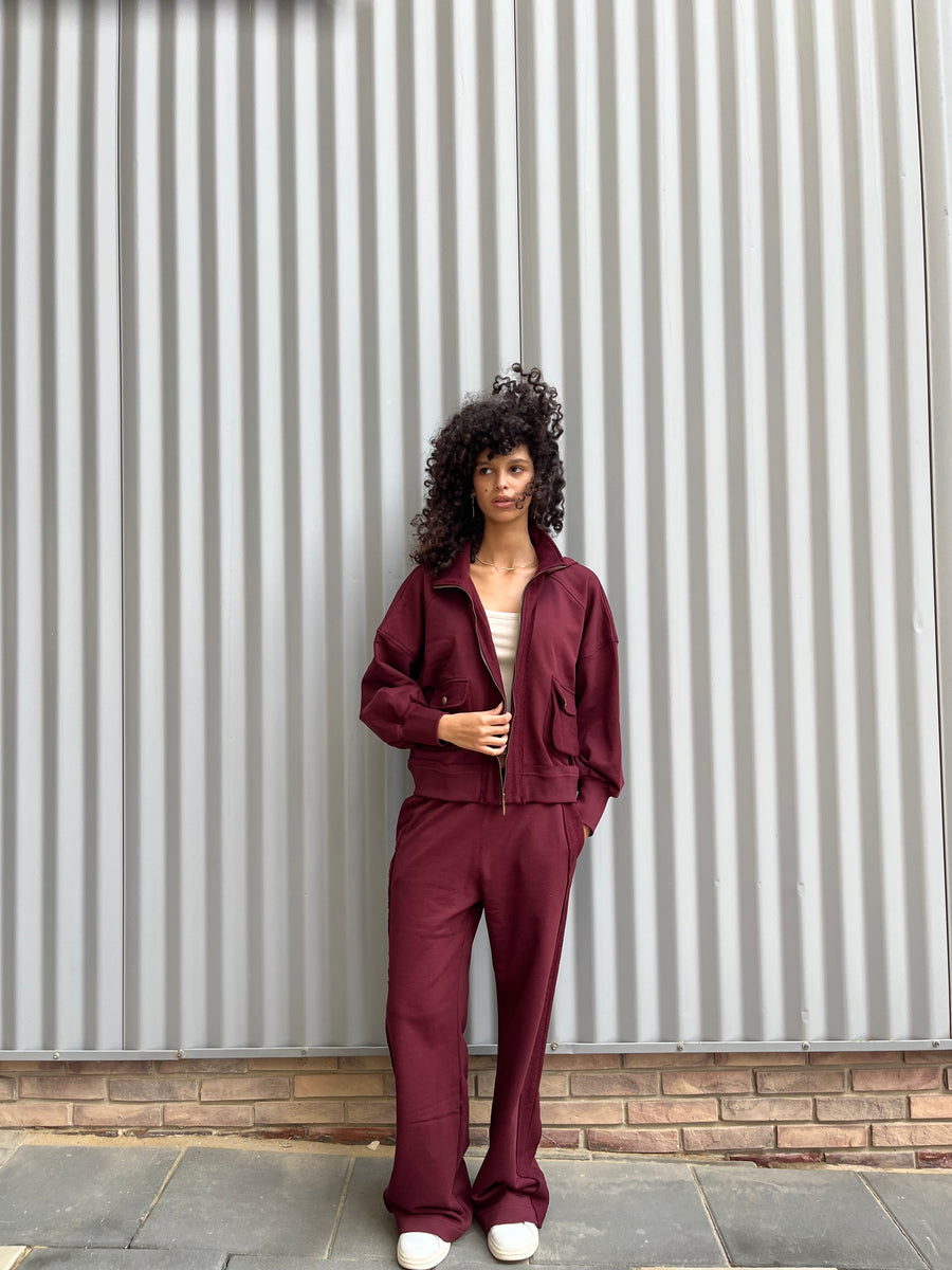 Burgundy Short zip-up Jacket