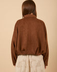 Oversize suede Jacket - Brown