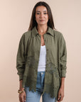 Asymmetric cotton shirt - Olive
