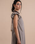 Puff sleeve Dress - Beige stripes