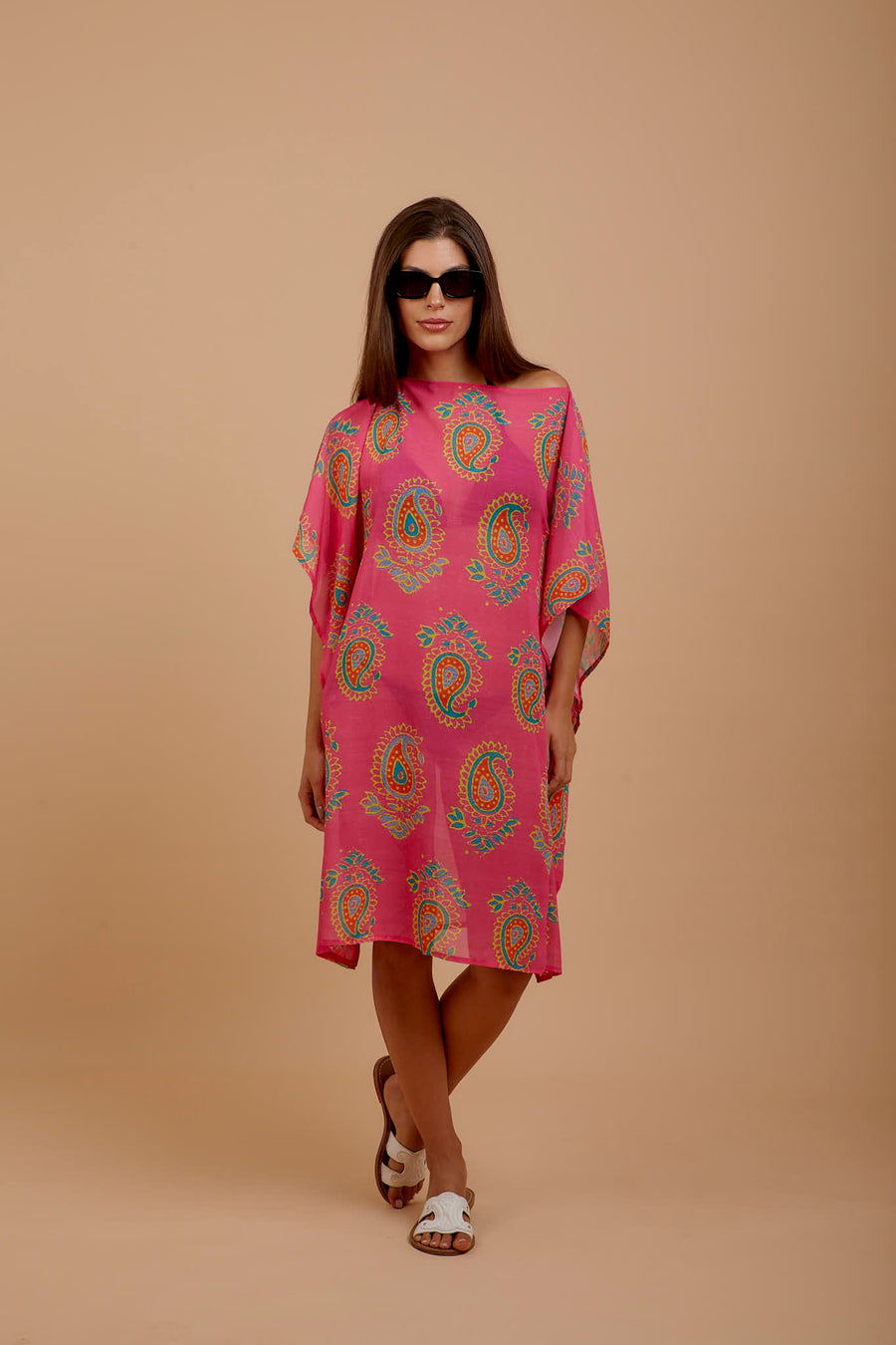 Hot pink paisley cover-up