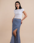 Blue stripes asymmetrical skirt
