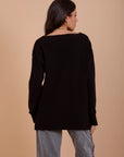 Black V-Neck Knit Pullover