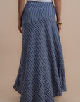 Blue stripes asymmetrical skirt