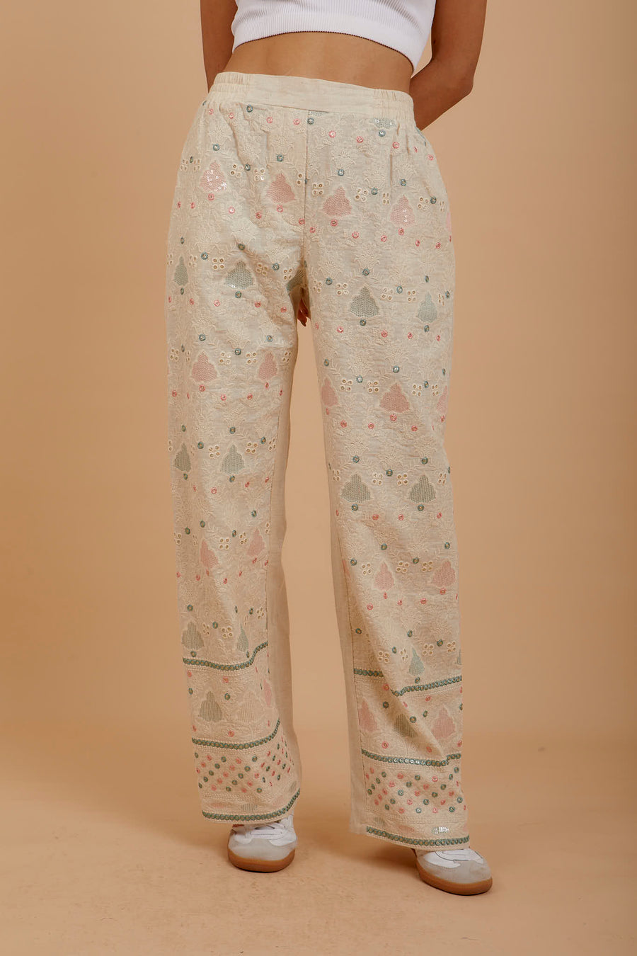 Mint & Pink Linen pants - Coated