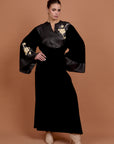Black velvet floral kaftan