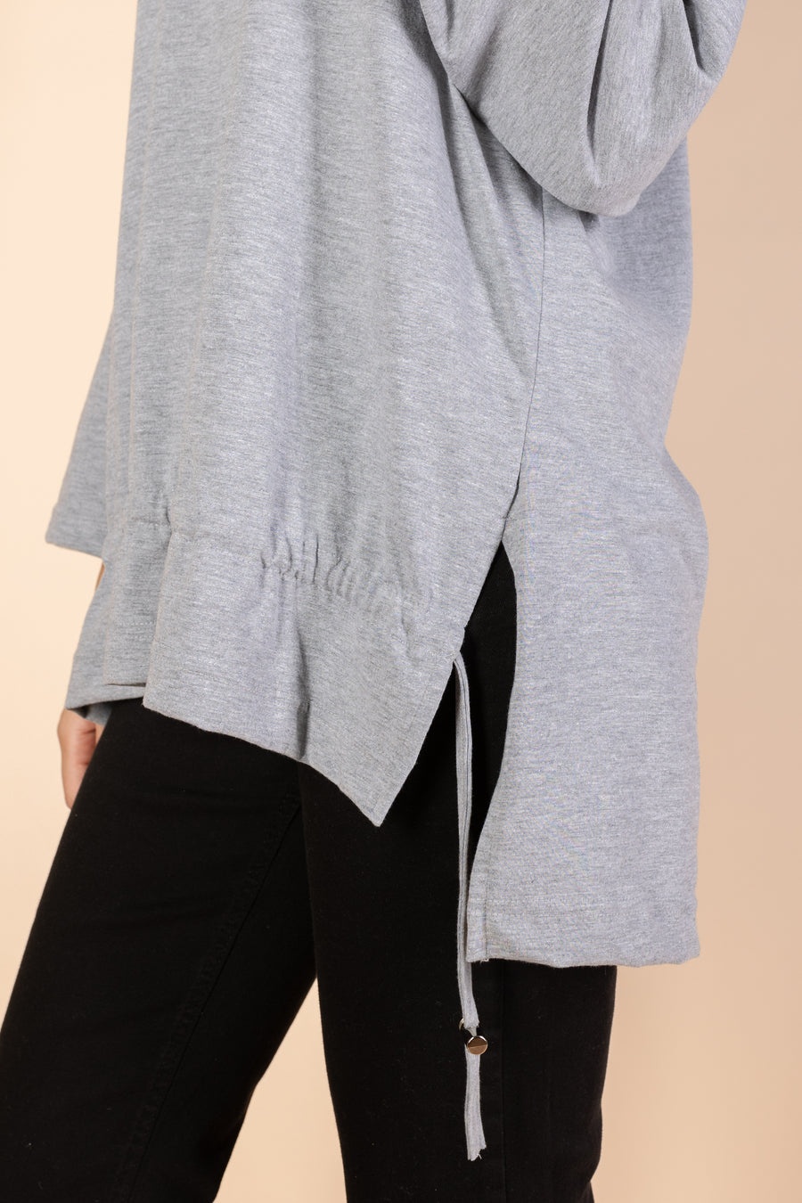 Oversized Drawstring T-shirt - Grey