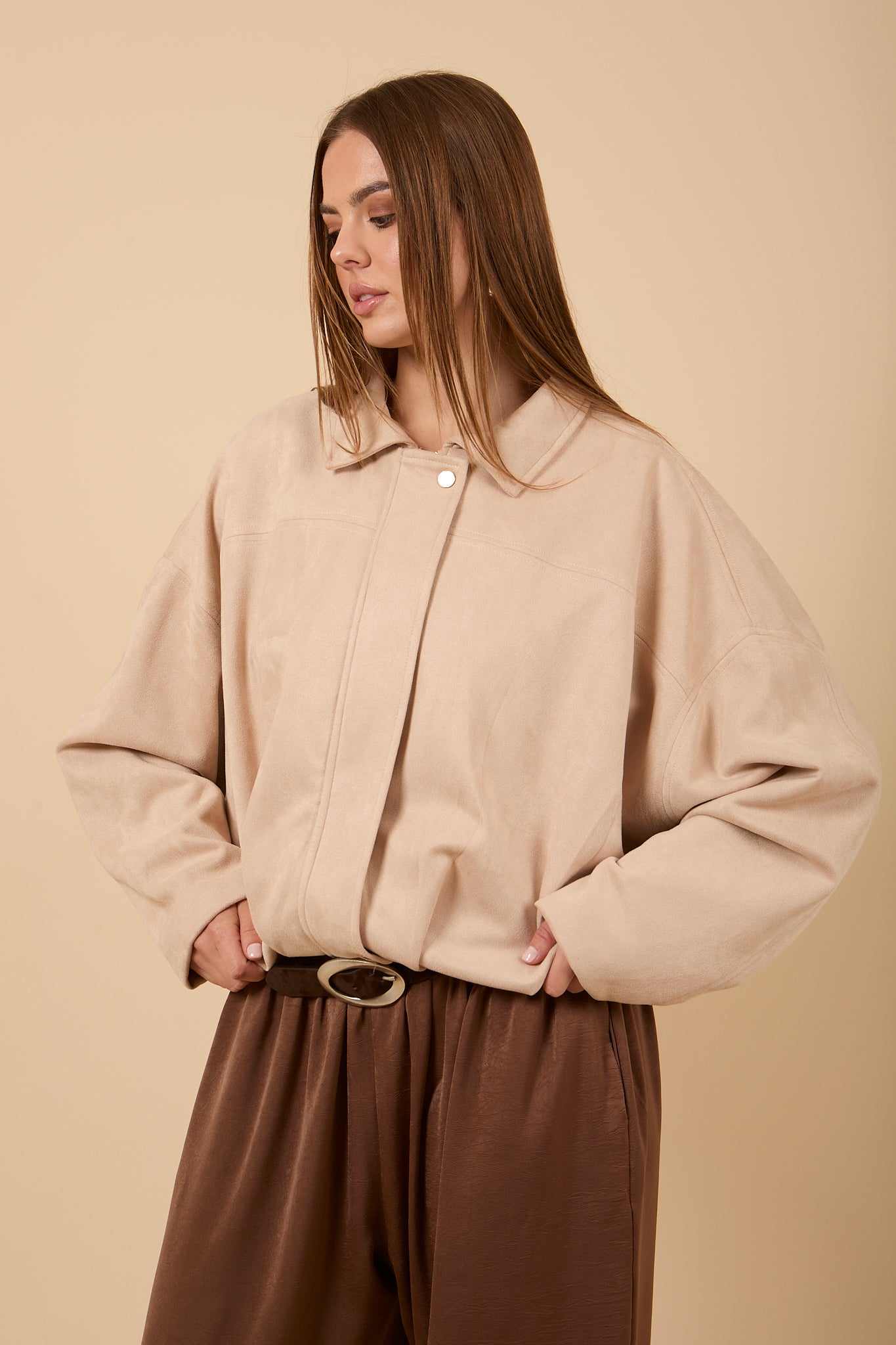 Oversize suede Jacket - Off-white