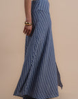 Blue stripes asymmetrical skirt