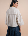 Linen shirt handmade sequins - Beige