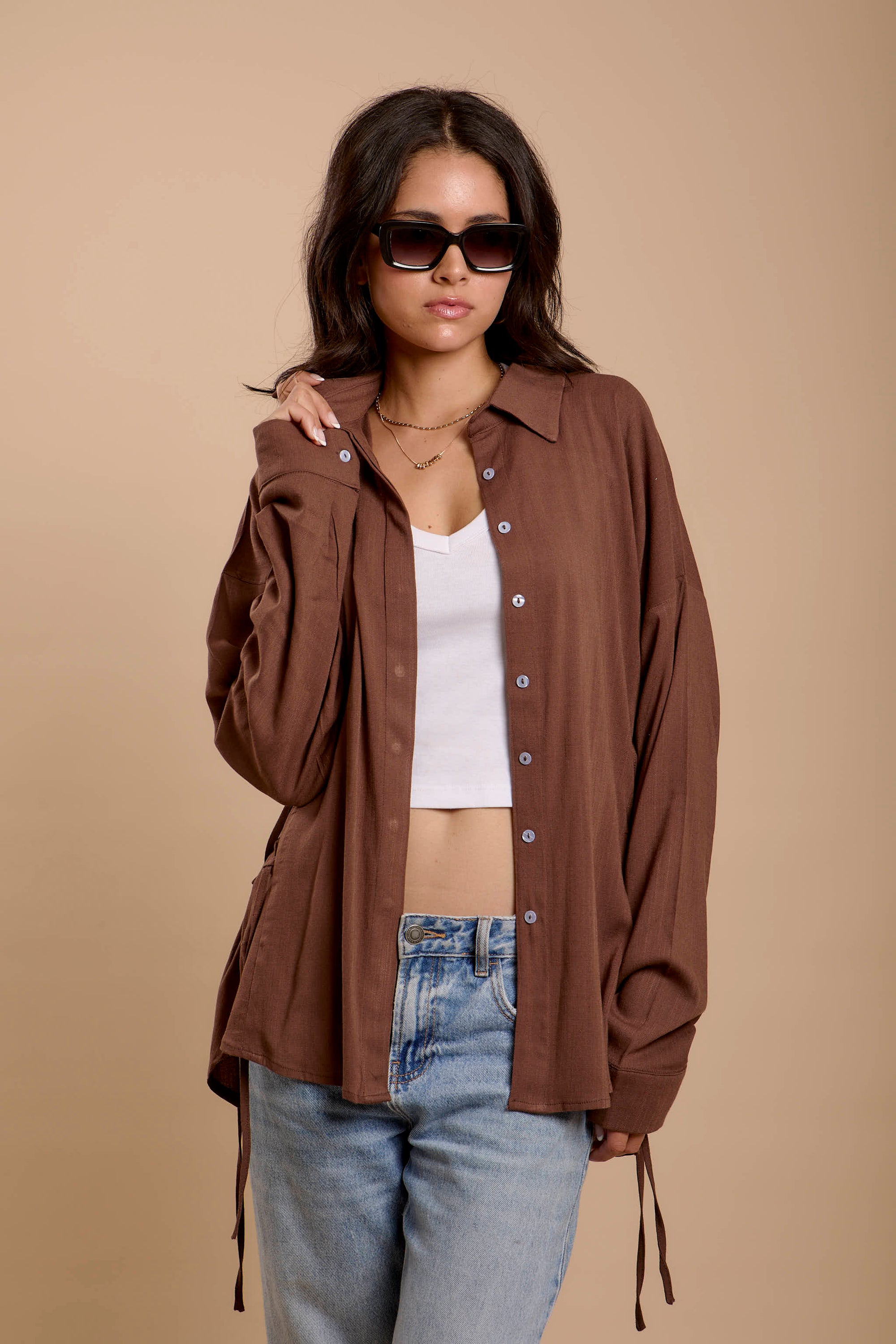Brown Side sinching Shirt