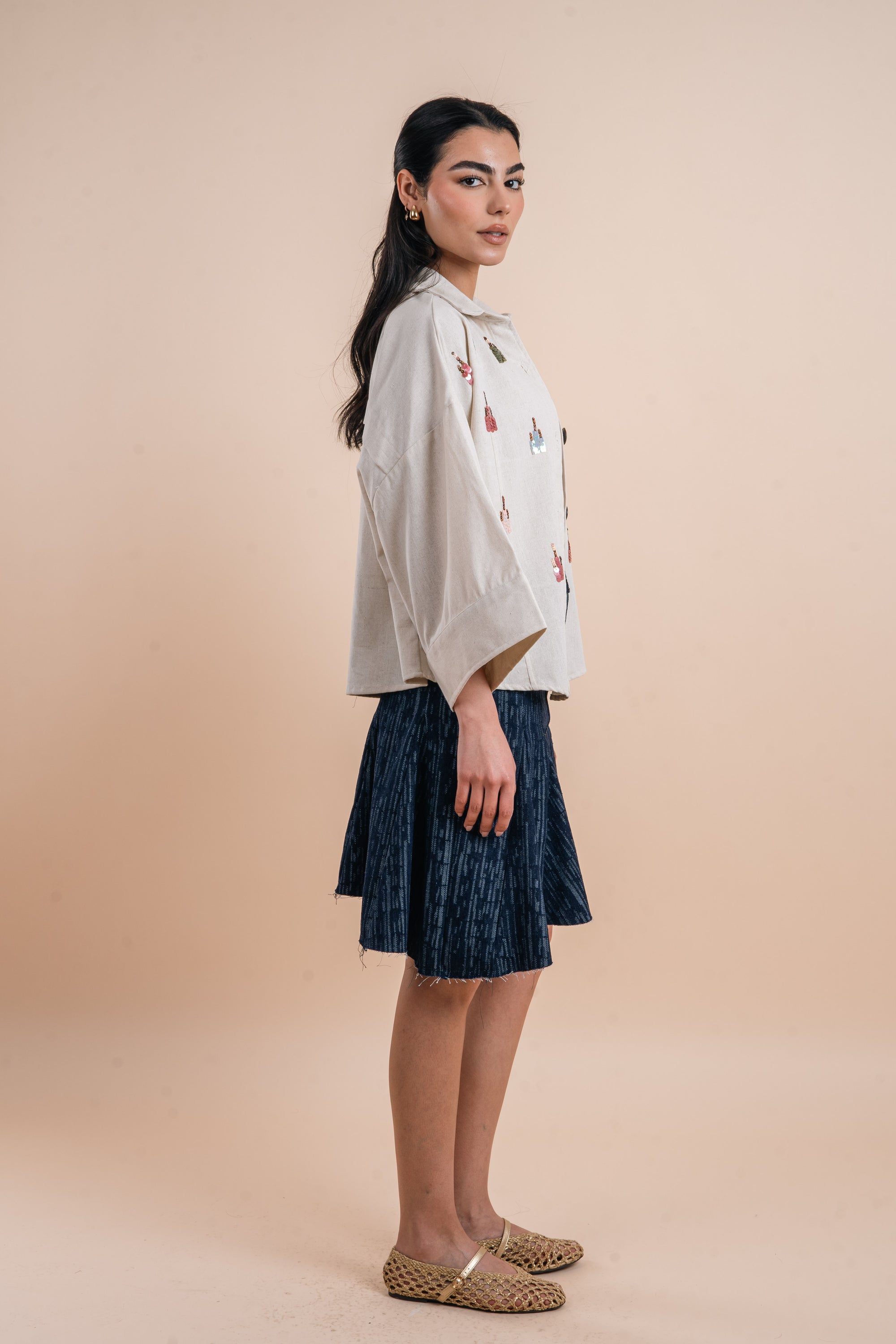 Denim Midi skirt - Dark blue