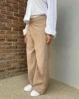 Dark Beige Wrap Linen Pants