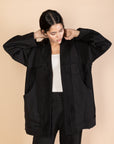 Black Melton Cardigan