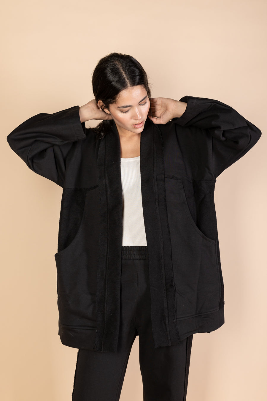 Black Melton Cardigan