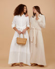 Off-white Linen tye around shirt dress