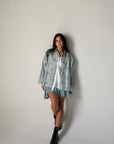 Denim shirt embelished shells- Blue