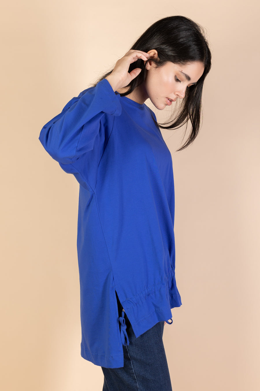 Oversized Drawstring T-shirt - Royal Blue