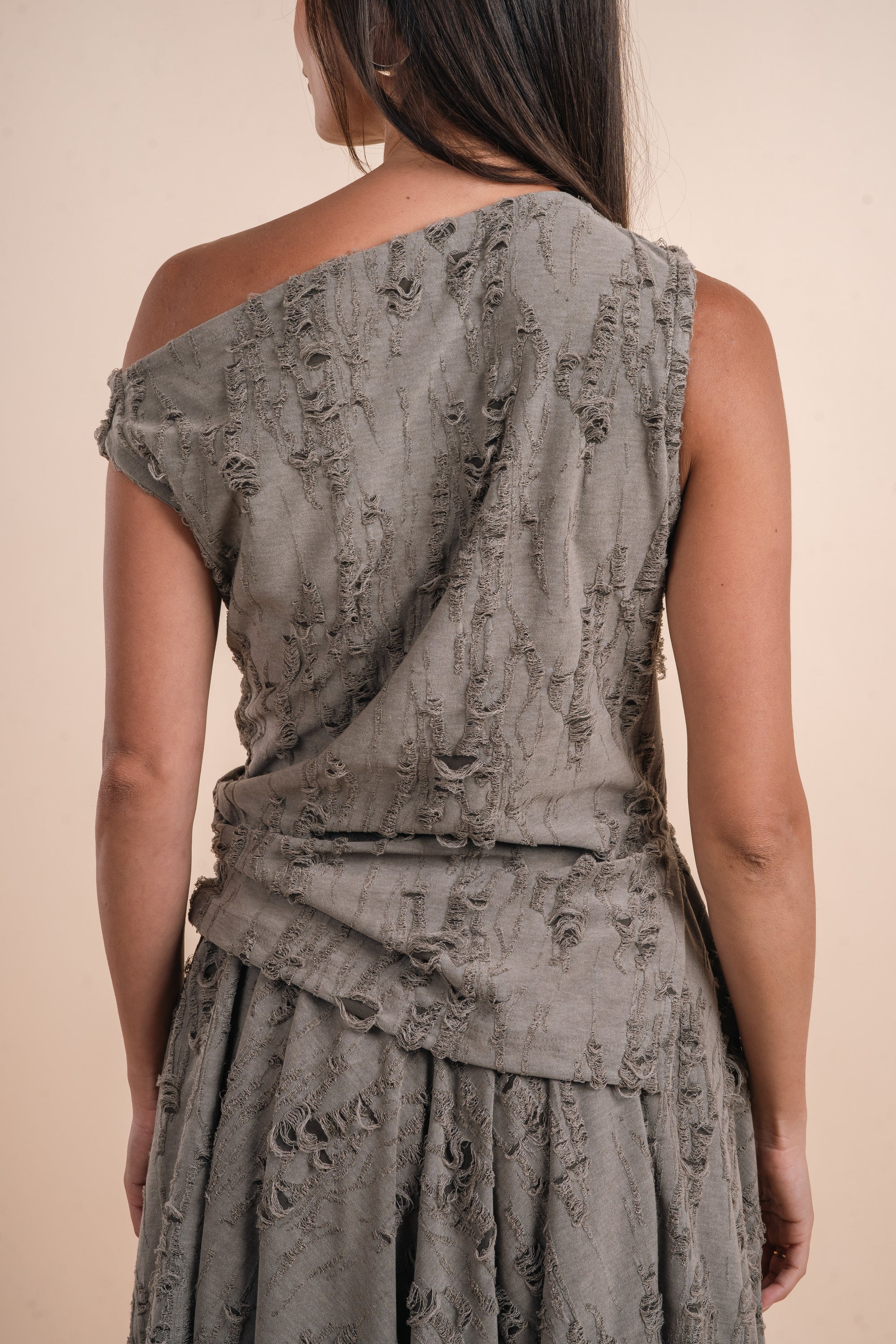 Asymmetric Draped Top - Grey