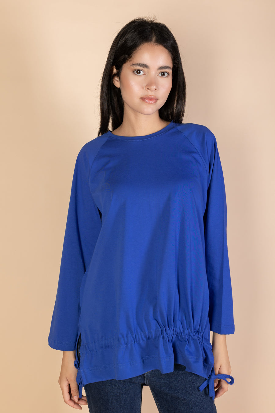 Oversized Drawstring T-shirt - Royal Blue