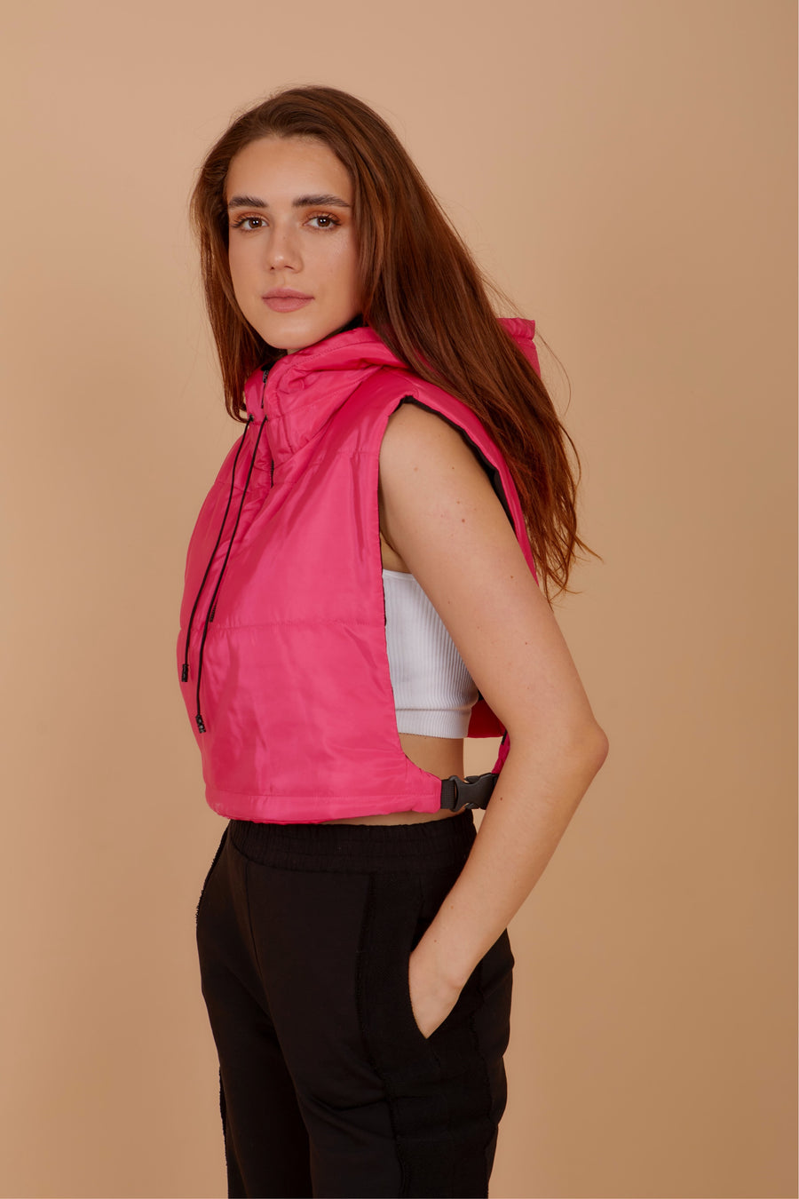 Side buckles Vest - hot pink