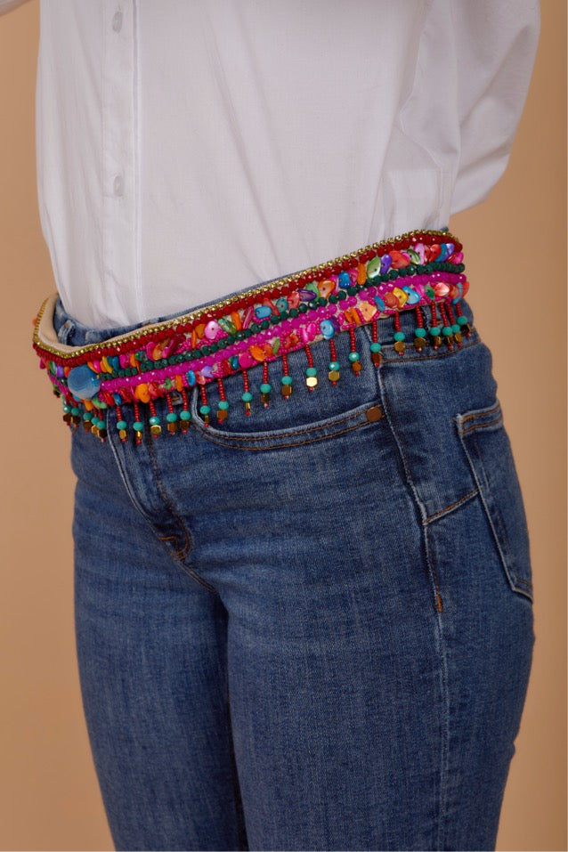 The Pink & Ruby Beaded Belt