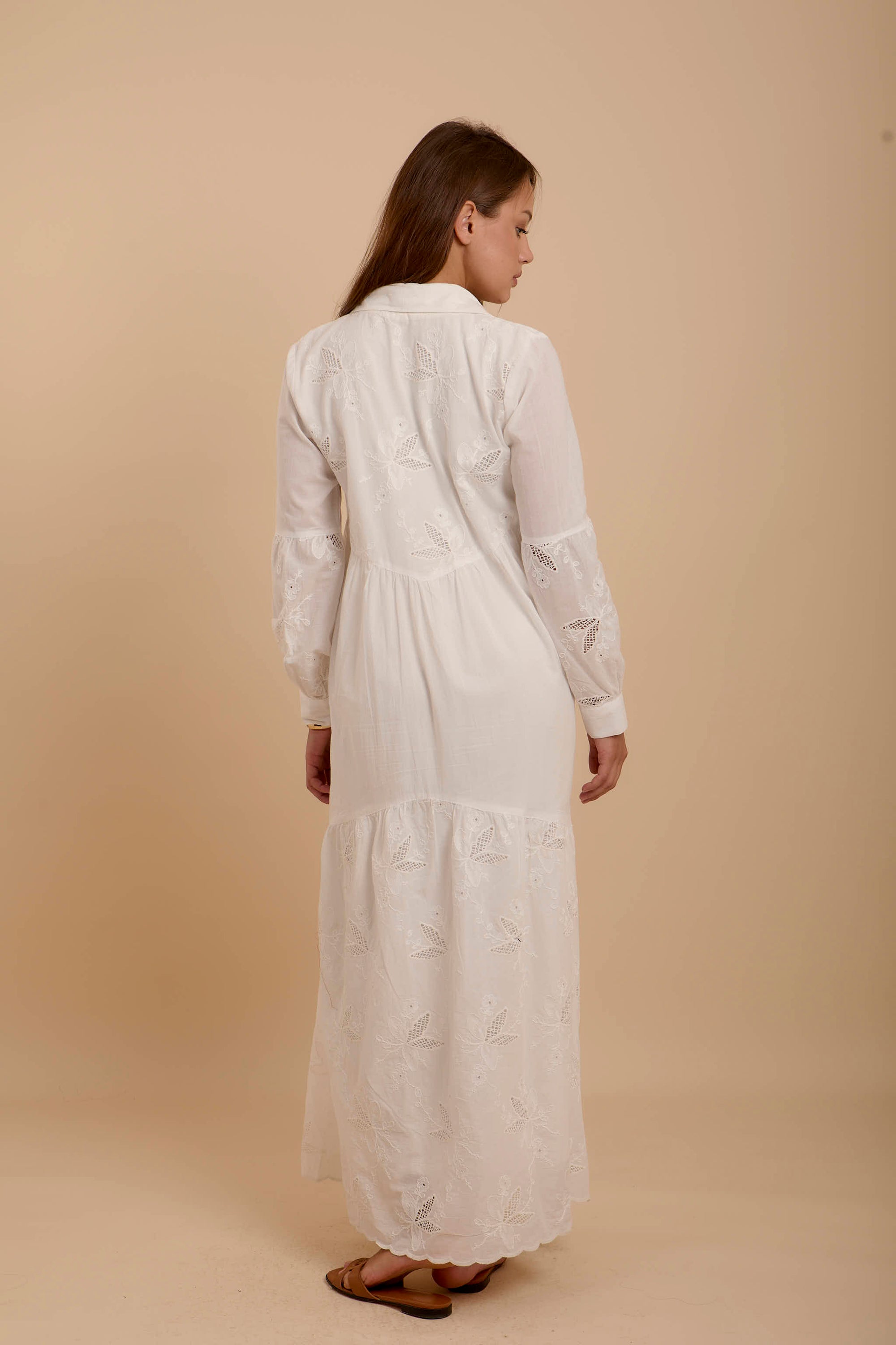 Embroidered white summer dress