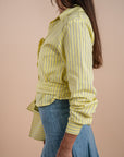 Yellow stripes Asymmetric Shirt