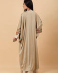 Beige Satin Embelished stripes Kaftan