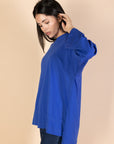 Oversized Drawstring T-shirt - Royal Blue