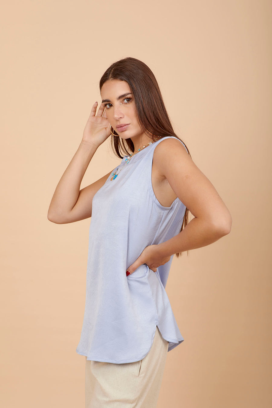 Baby blue airflow Sleeveless top