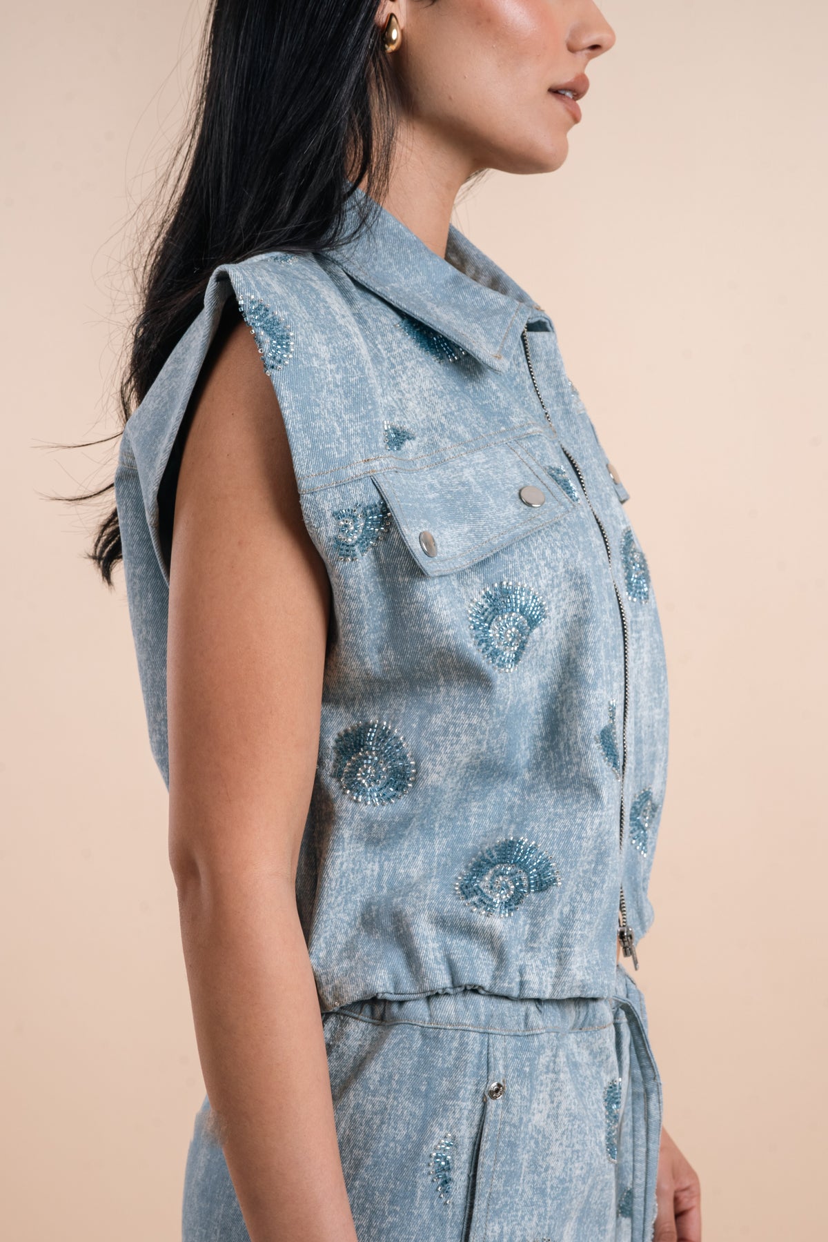 Embellishment shells - light Denim Vest